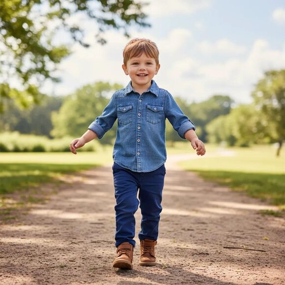 Baby Gap Blue Chambray Western Snap-Front Long Sleeves Shirt Size 4 - Picture 11 of 11